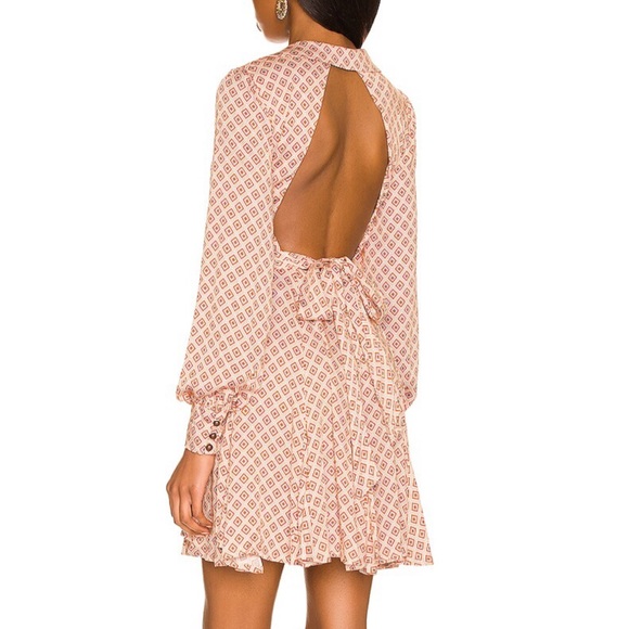 Free People It Takes Two Open Back Long Sleeve Mini Dress In Ivory. NWT! Sz M - Picture 4 of 10